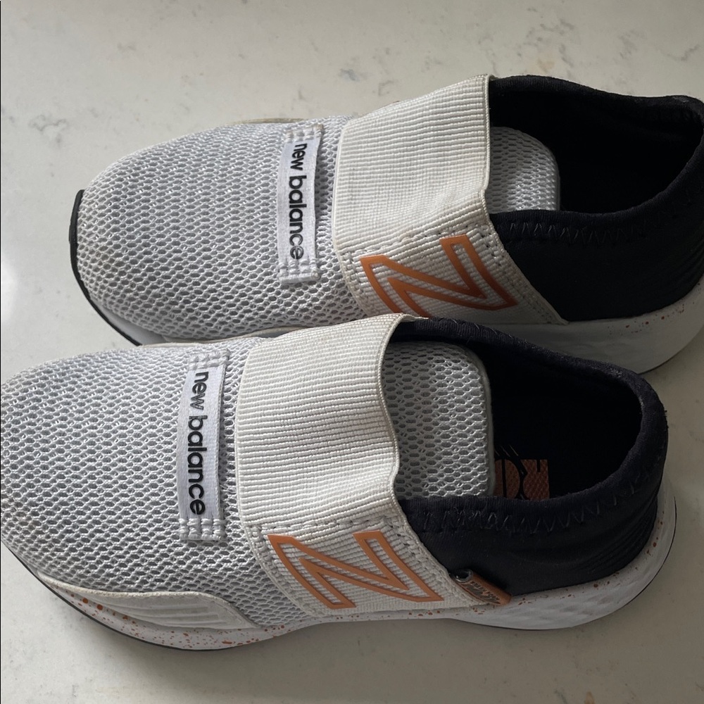 New Balance Kids' White and Black Sneakers with Orange Accents